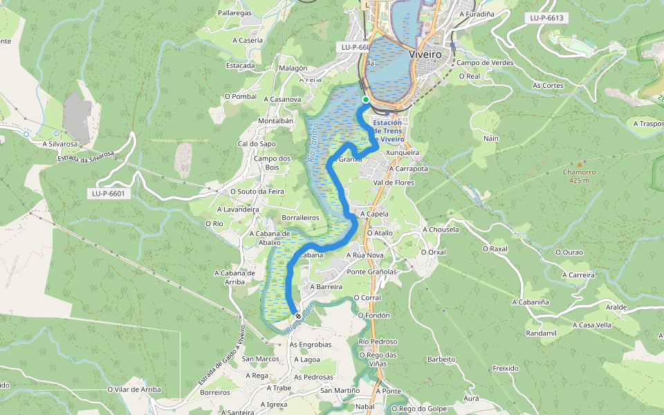 Paseo Alcalde Cerdeiras walking route map in Viveiro