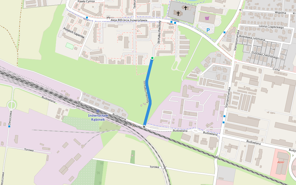 59 Pułku Piechoty walking route map in Inowrocław