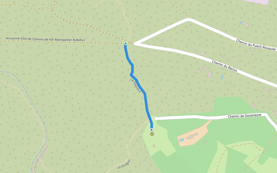 Le Fiévreux walking route map in Saint-Georges-d'Orques