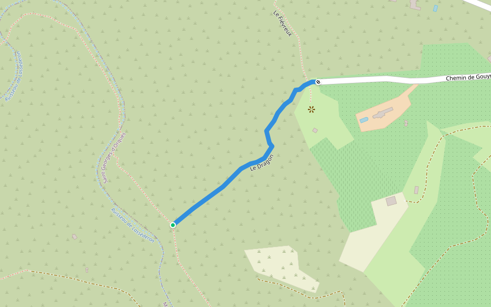 Le Dragon walking route map in Saint-Georges-d'Orques