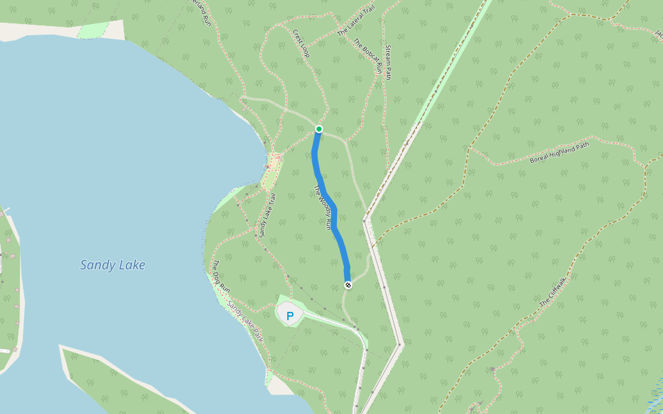 The Woodsy Run walking route map in Bedford