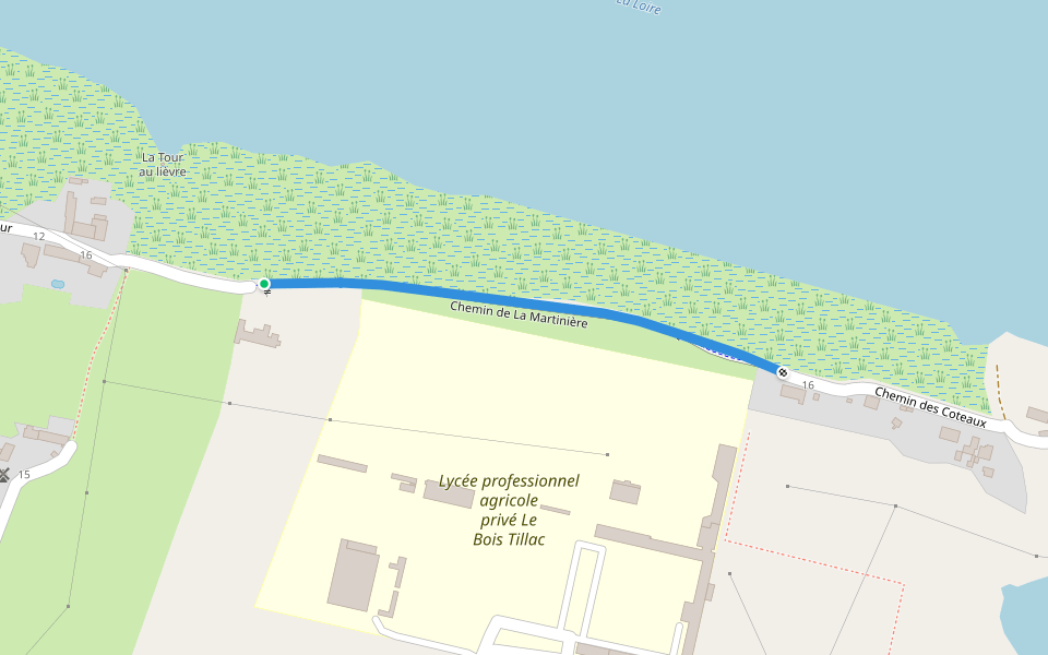 Chemin de La Martinière walking route map in Le Pellerin