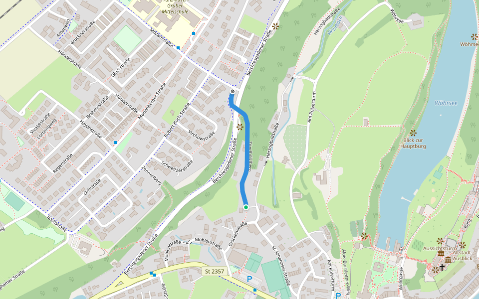 Zündhölzlberg walking route map in Burghausen