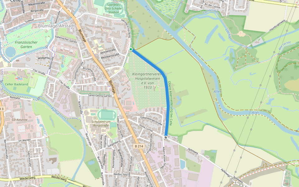 Osterdeich walking route map in Celle