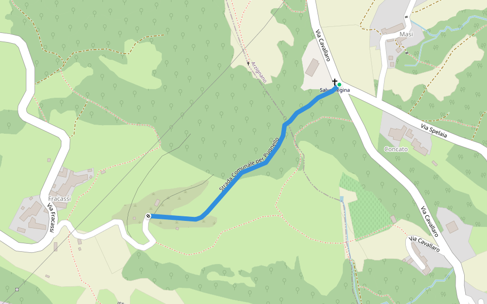 Strada Comunale per Pugnello walking route map in Arzignano