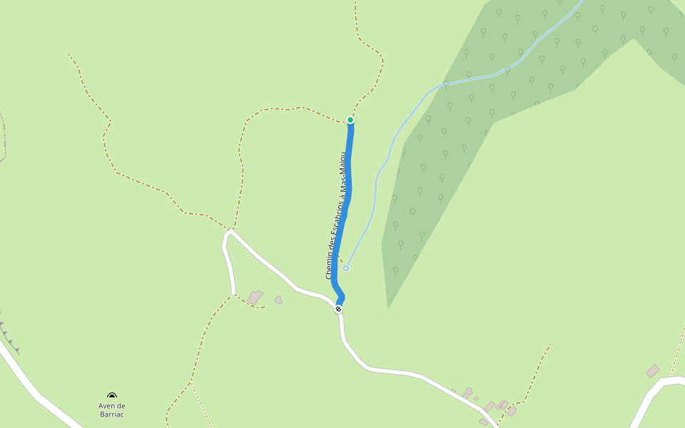 Chemin des Escabrins à Mas-Majou walking route map in Bozouls