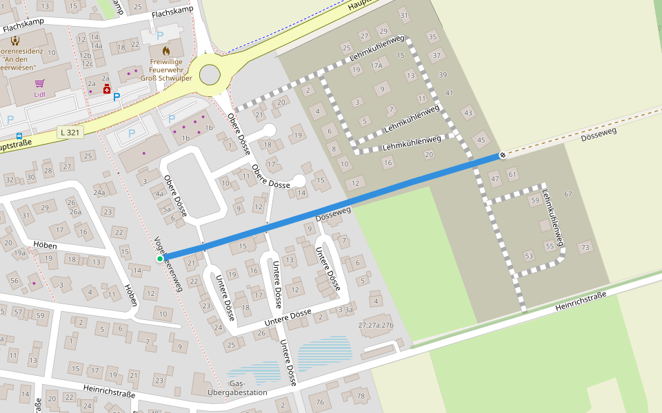 Dösseweg walking route map in Schwülper