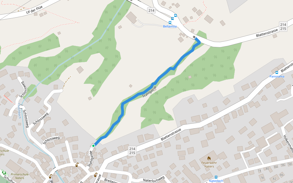 Stahlgasse walking route map in Naters