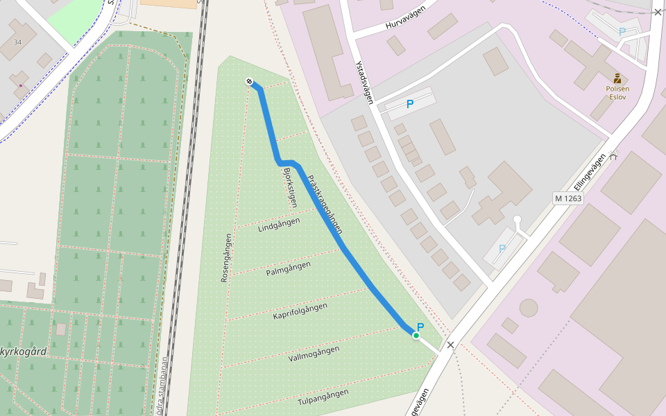 Prästkragegången walking route map in Eslöv