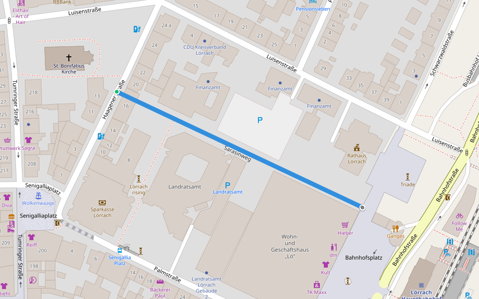 Sarasinweg walking route map in Lörrach