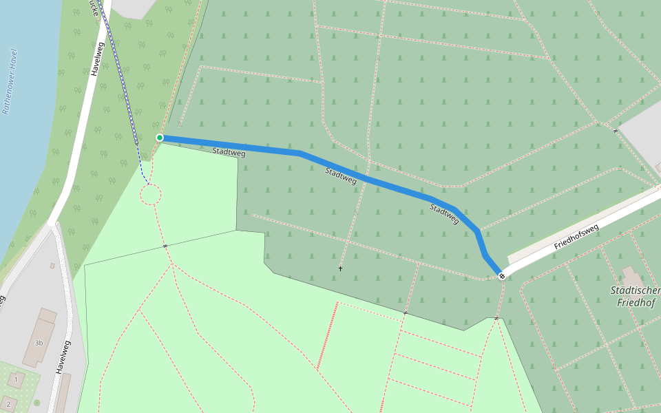 Stadtweg walking route map in Rathenow