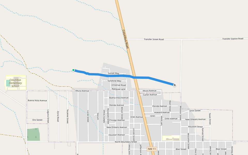 Arroyo Seco walking route map in Columbus