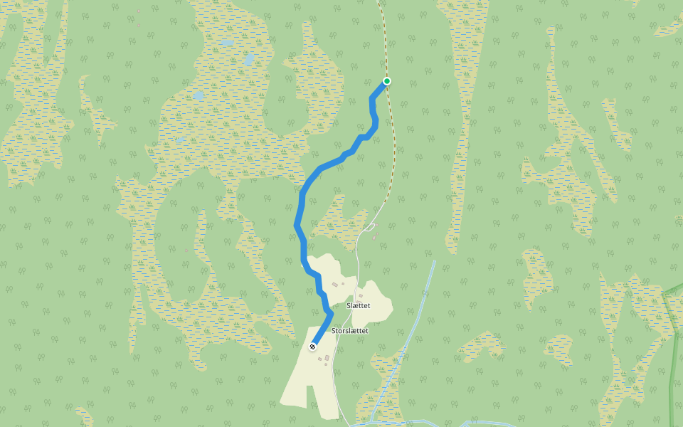 Slættet singletrack walking route map in Berkåk