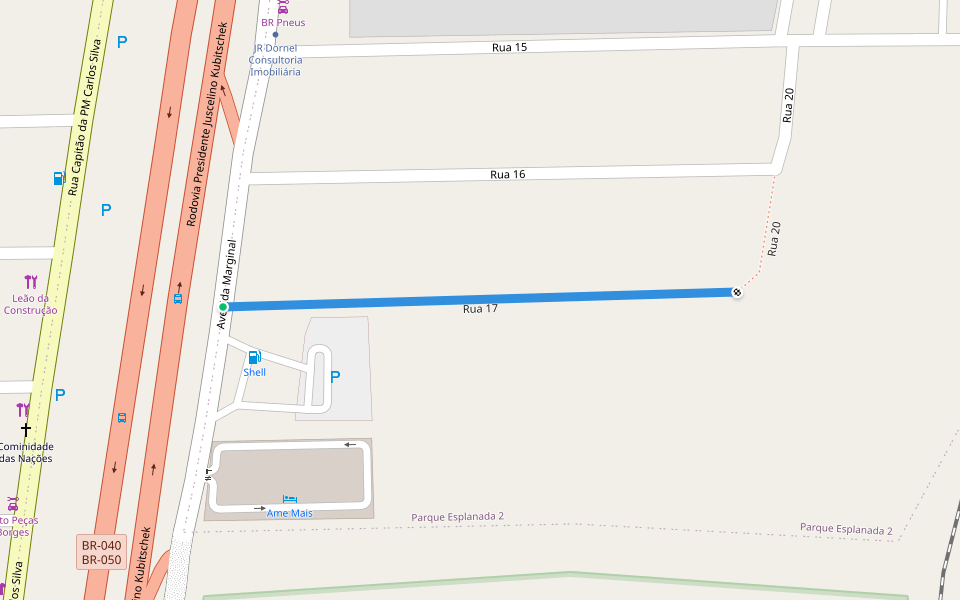 Rua 17 walking route map in Valparaíso de Goiás