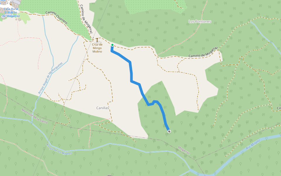 Camino de Mansegales walking route map in Mogarraz