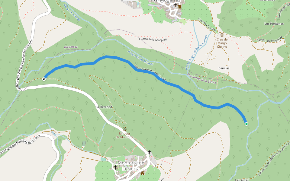 Vereda de la Roza del Legio walking route map in Monforte de la Sierra