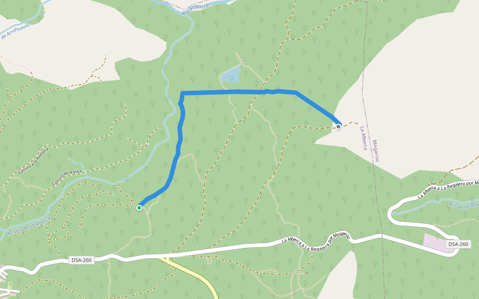 Camino por la Dehesa walking route map in La Alberca