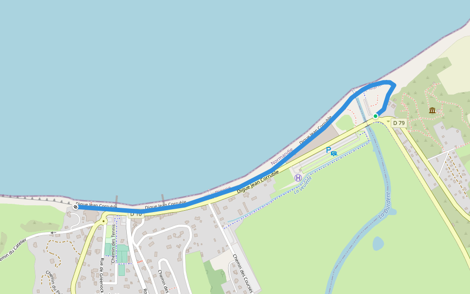 Digue Jean Corruble walking route map in Paluel