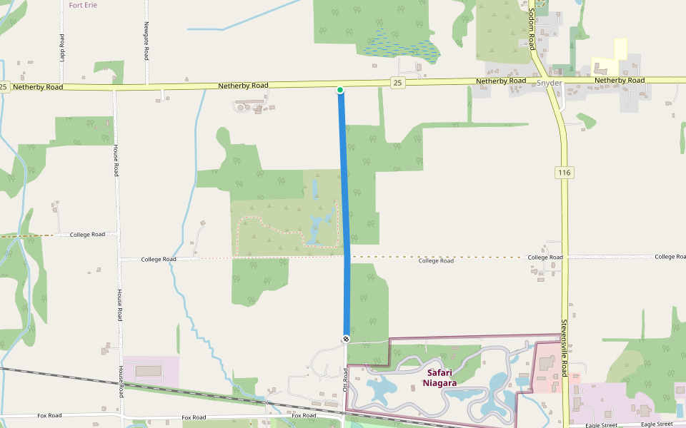 Ott Road walking route map in Fort Erie