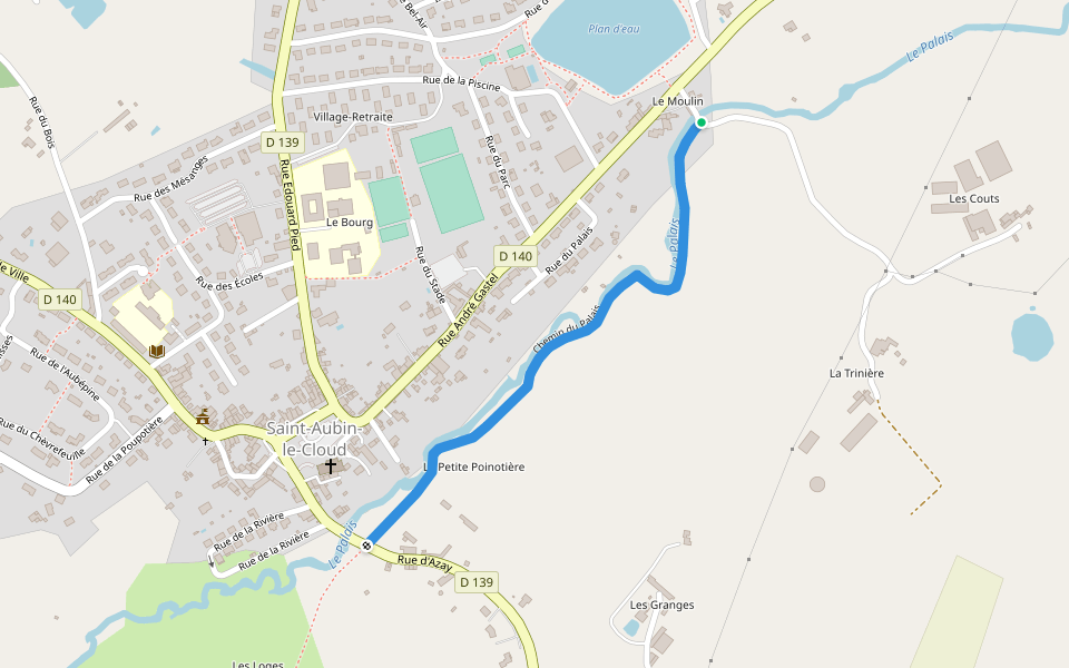 Chemin du Palais walking route map in Saint-Aubin-le-Cloud