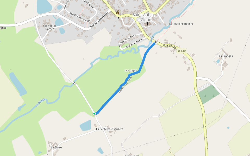 Chemin des Loges walking route map in Saint-Aubin-le-Cloud