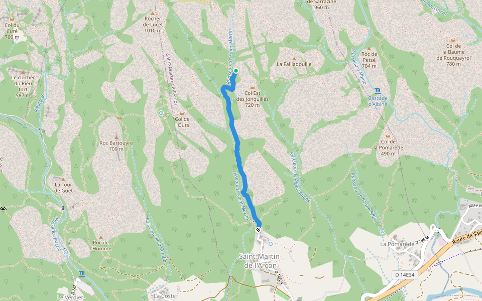 Sentier du Ruisseau de Saint-Martin walking route map in Mons
