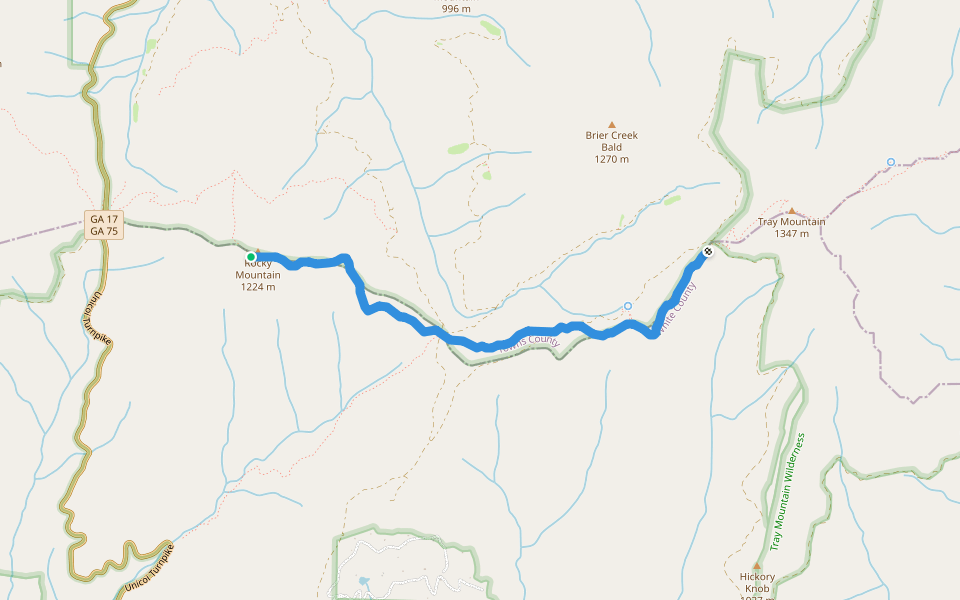 Appalachian National Scenic Trail walking route map in Sautee Nacoochee