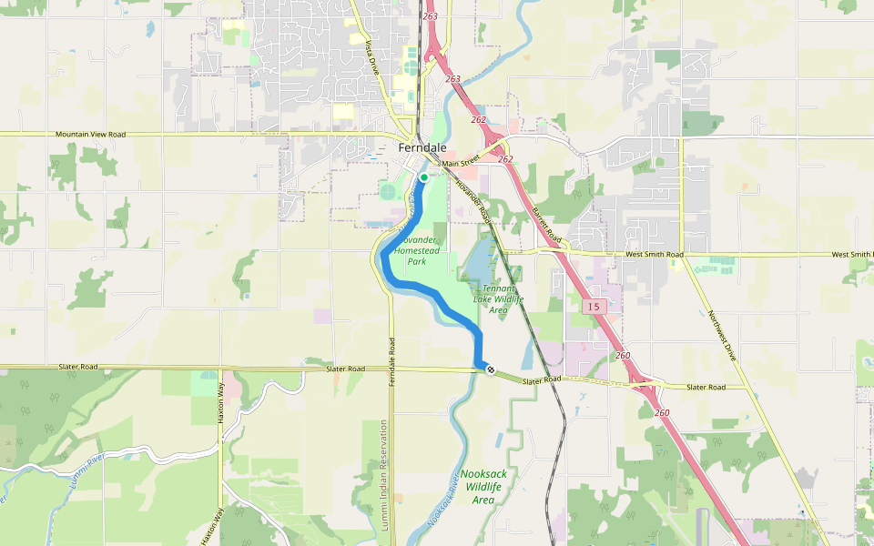 Nooksack River Trail walking route map in Ferndale