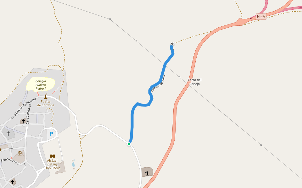 Calzada Romana walking route map in Carmona