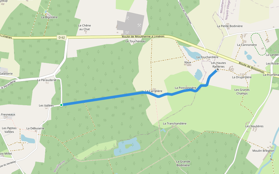 Chemin de la Touchardière walking route map in Mouliherne