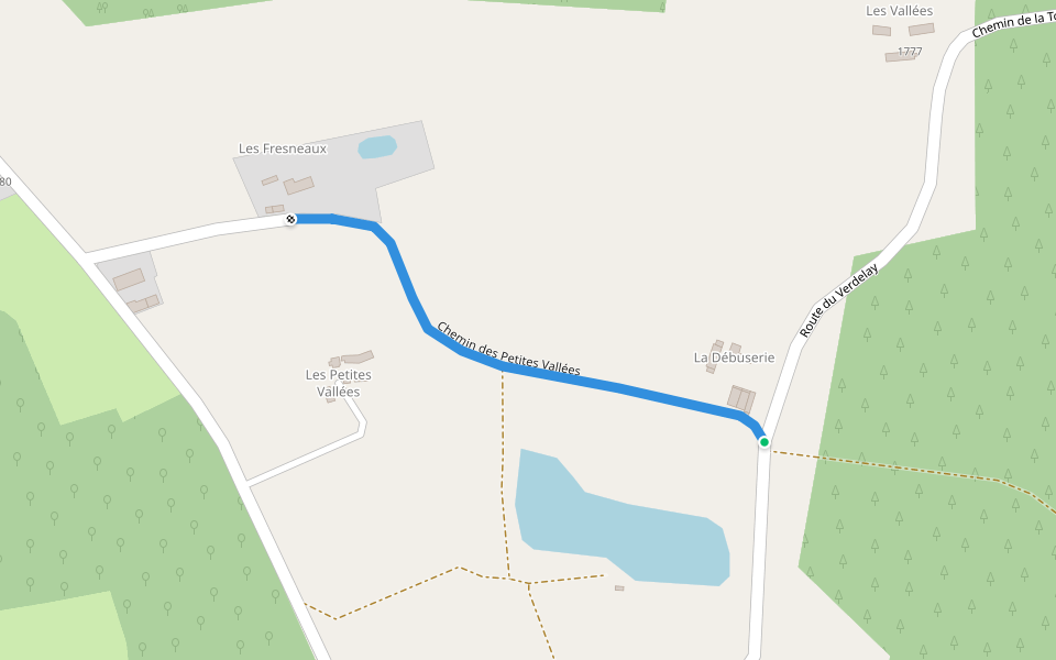 Chemin des Petites Vallées walking route map in Mouliherne