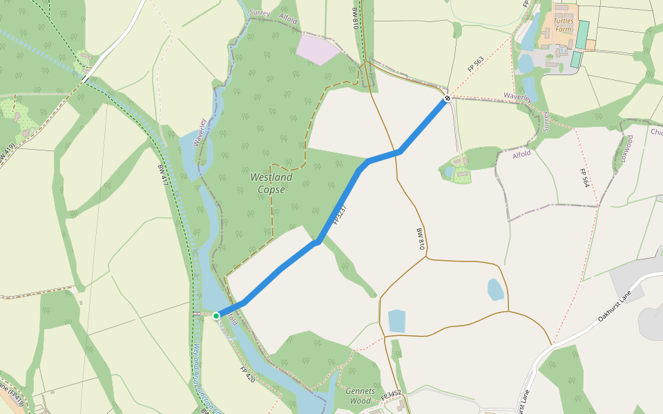 FP3237 walking route map in Alfold