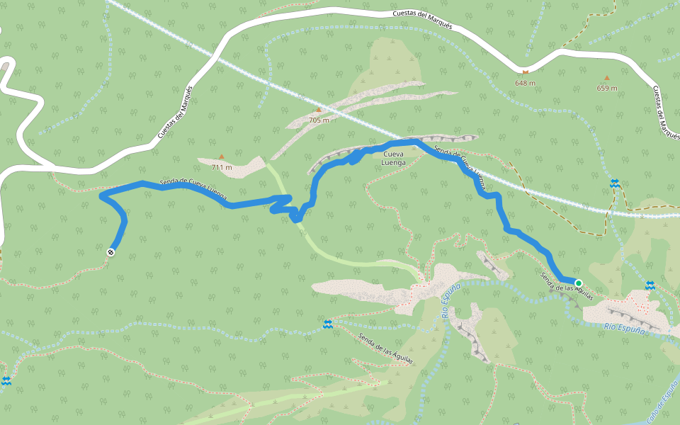 Senda de Cueva Luenga walking route map in Alhama de Murcia