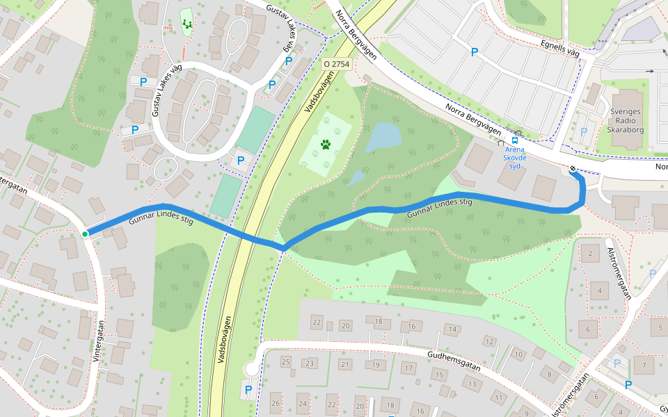 Gunnar Lindes stig walking route map in Skövde