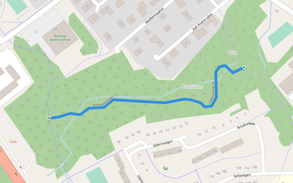 Krokodilstigen walking route map in Borlänge
