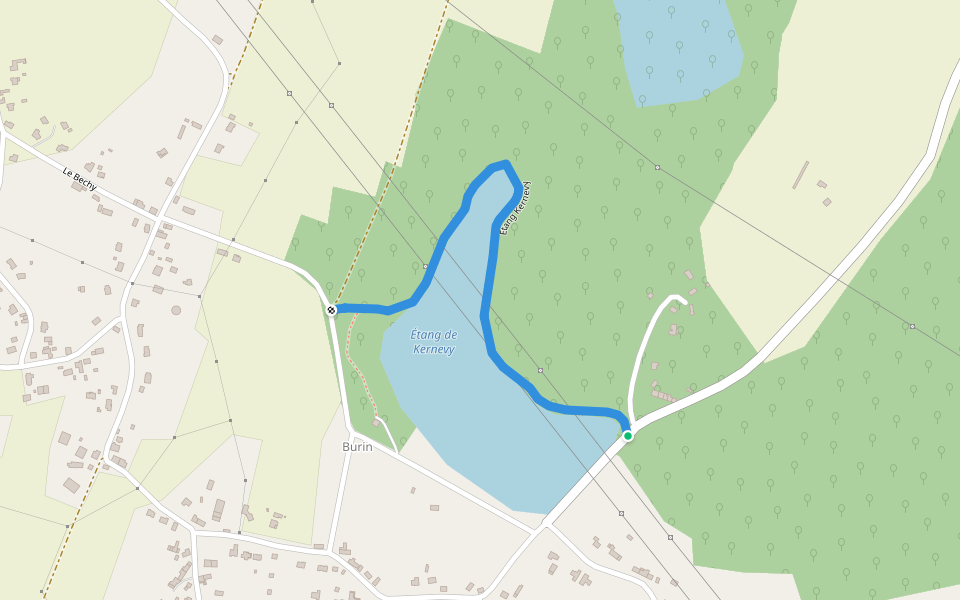 Étang Kernevy walking route map in Saint-Dolay