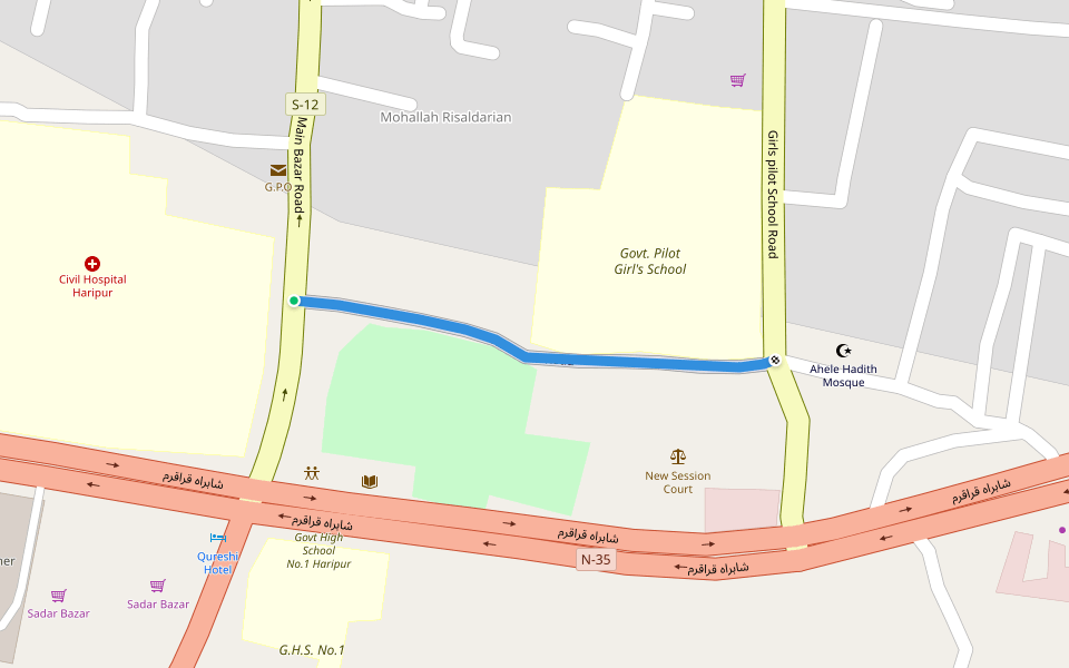 Rai Aama Road walking route map in Harīpur