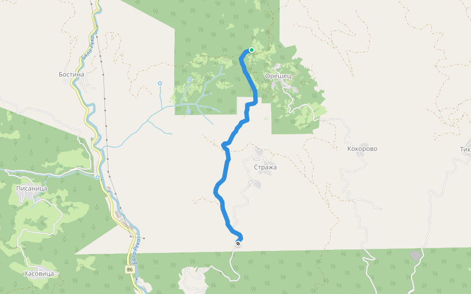 за село Стража walking route map in Smolyan