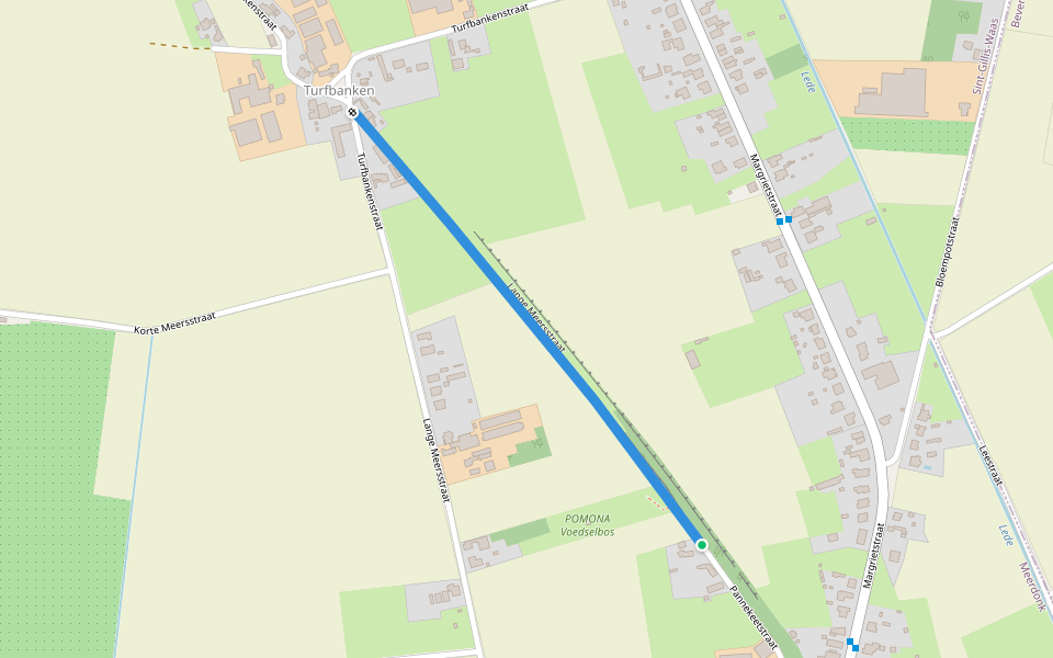 Lange Meersstraat walking route map in Sint-Gillis-Waas