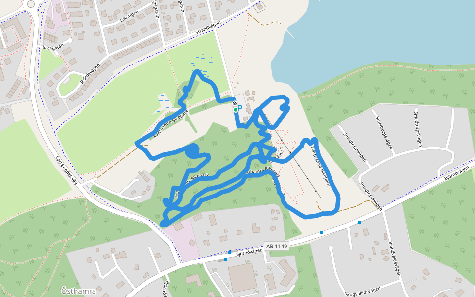 Kvisthamra Bikepark walking route map in Norrtälje