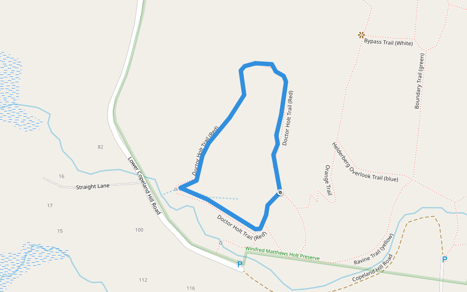 Doctor Holt Trail (Red) walking route map in Feura Bush