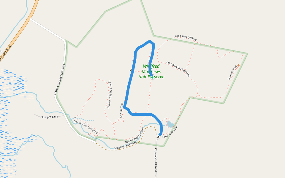 Helderberg Overlook Trail (blue) walking route map in Feura Bush