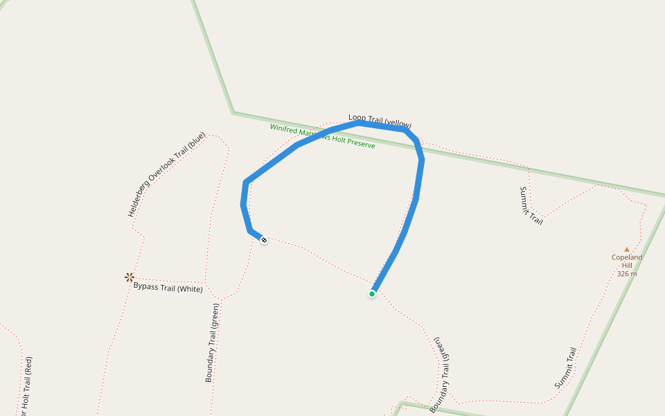 Loop Trail (yellow) walking route map in Feura Bush