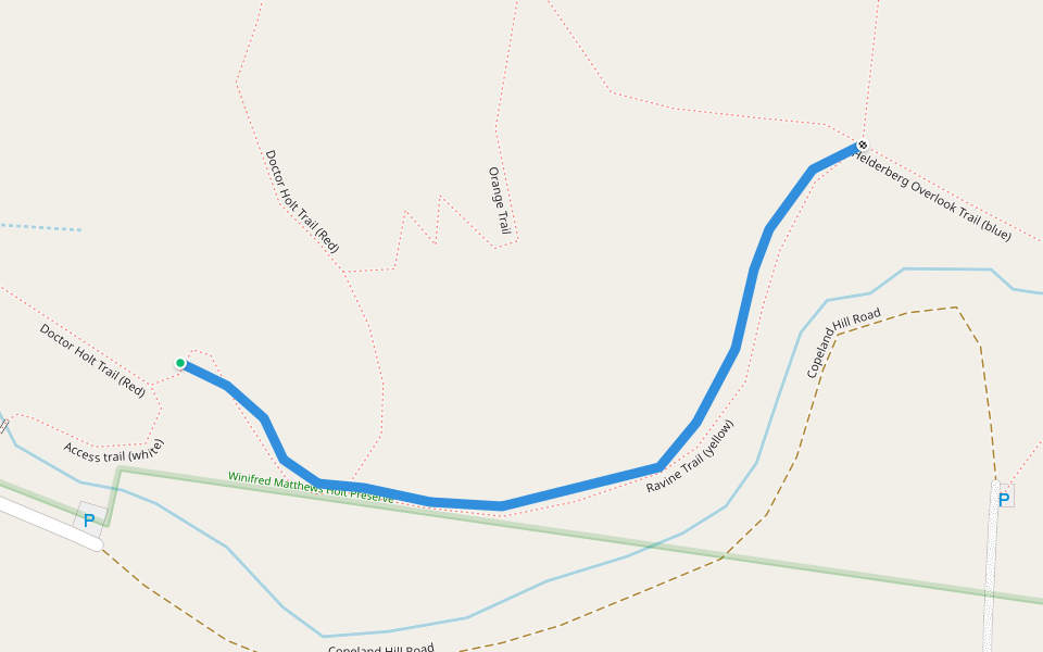 Ravine Trail (yellow) walking route map in Feura Bush