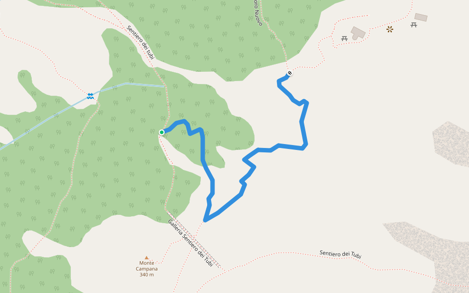 Sentiero di servizio Semaforo nuovo - Monte Campana walking route map in San Fruttuoso