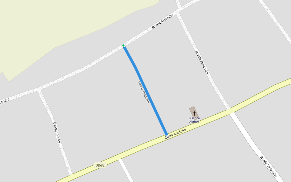 Strada Plopului walking route map in Periam