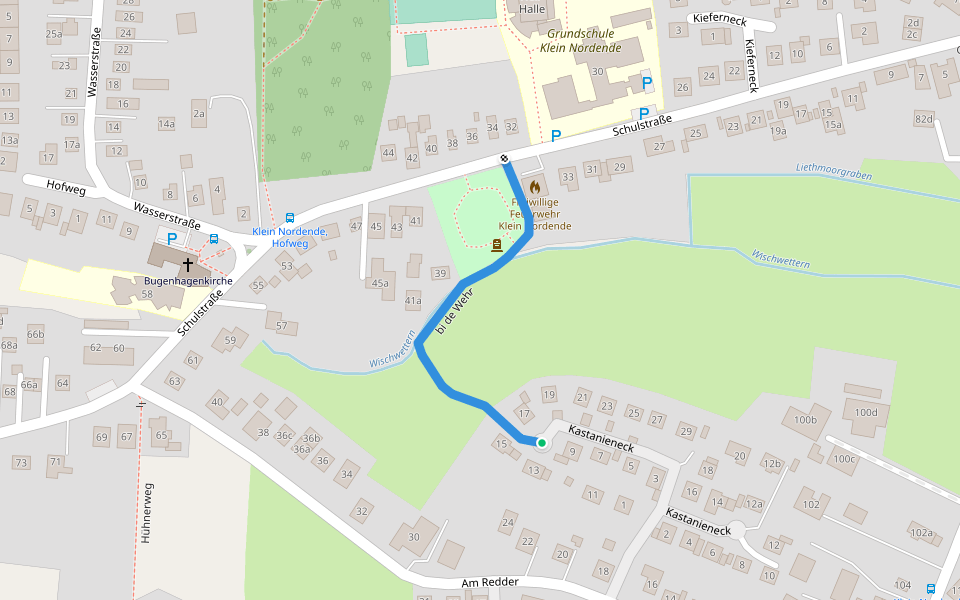 bi de Wehr walking route map in Klein Nordende