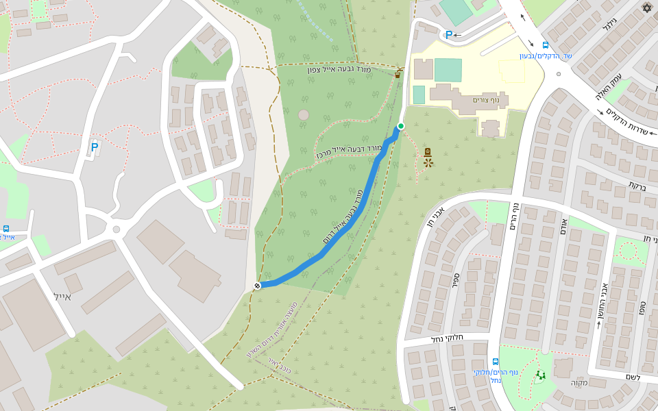 מורד גבעה אייל דרום walking route map in Kokhav Ya'ir Tzur Yigal