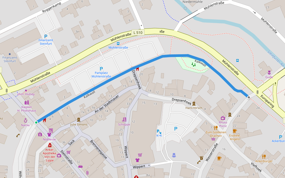 Kalkwall walking route map in Steinfurt