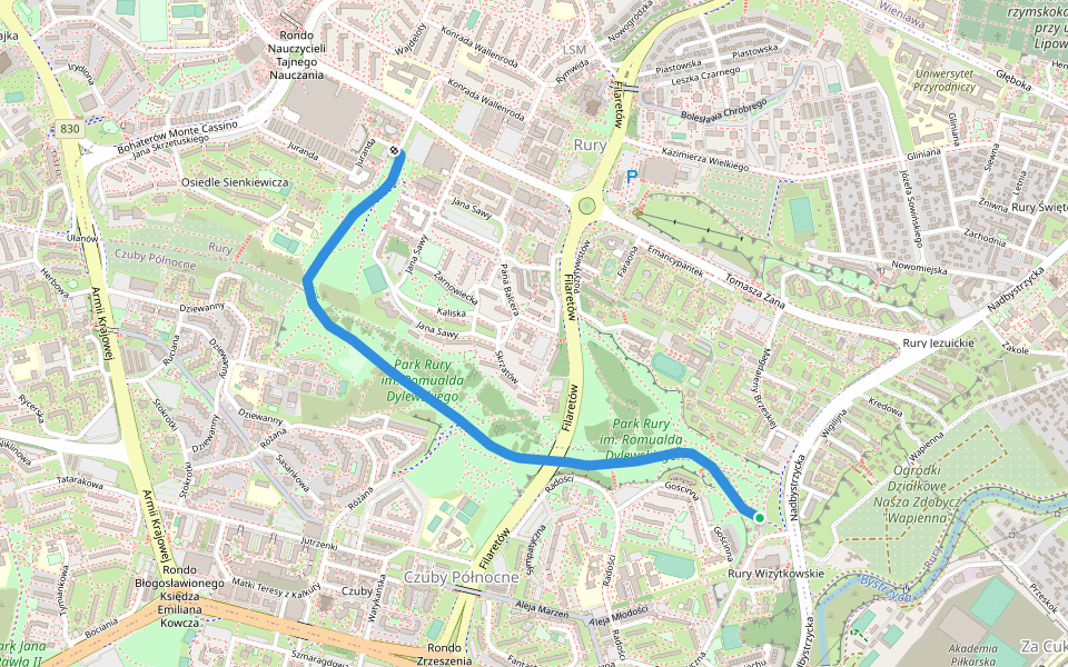 Aleja Miast Partnerskich walking route map in Lublin